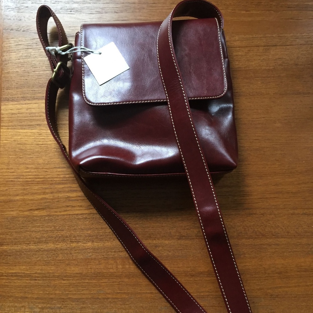 Red/Brown Leather Crossbody Bag